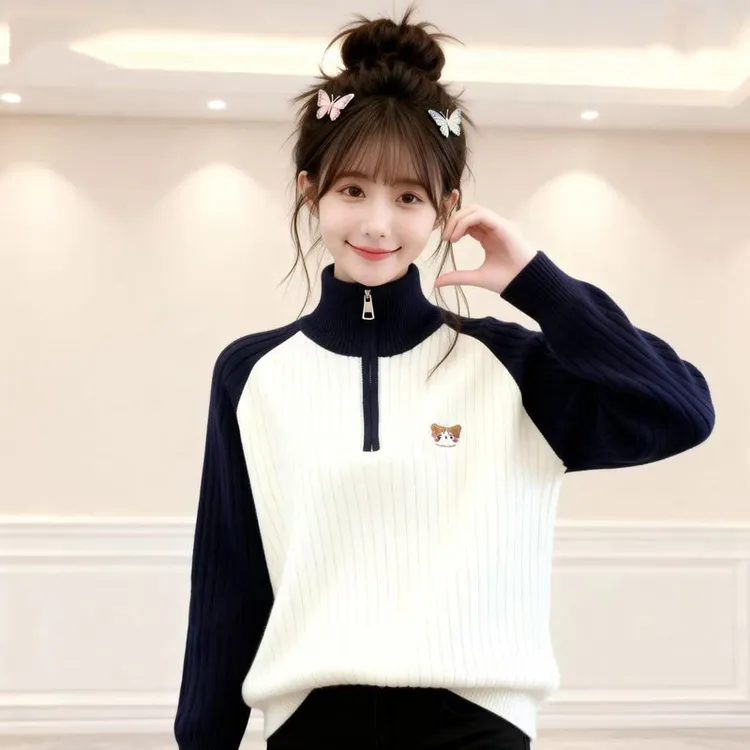 13岁初中小学生12女大童毛衣冬装韩版15青少年女孩打底针织衫上衣