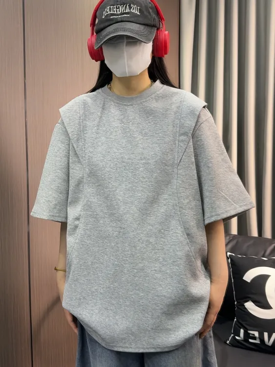 夏季复古美式休闲重磅短袖t恤男女同款潮设计感字母刺绣半袖上衣