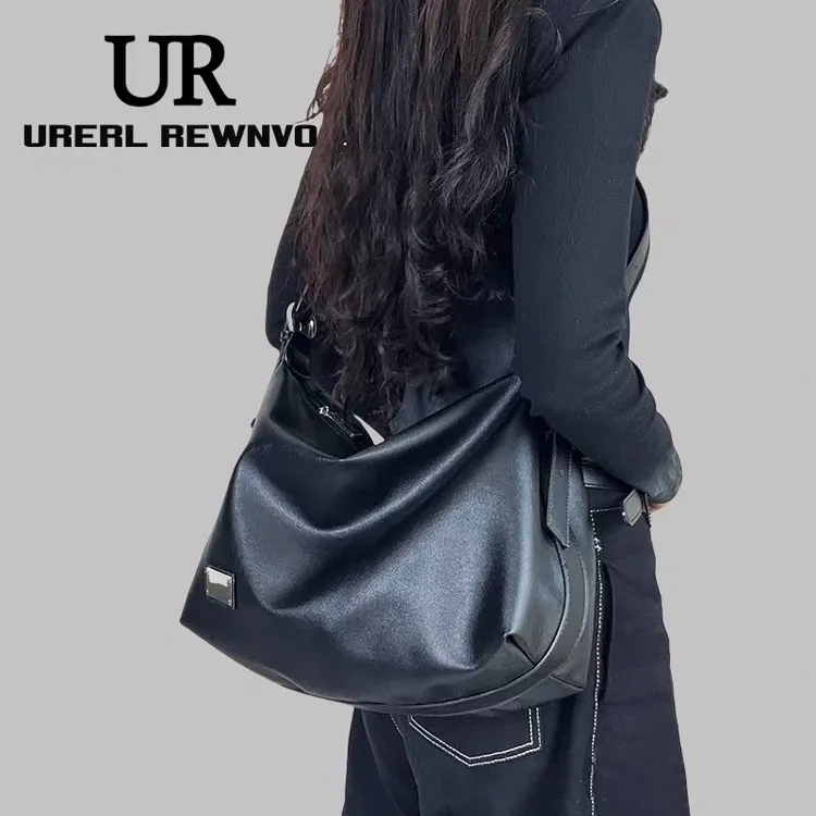 URERL REWNVO软皮斜挎包女2025新款通勤大容量托特包休闲大挎包