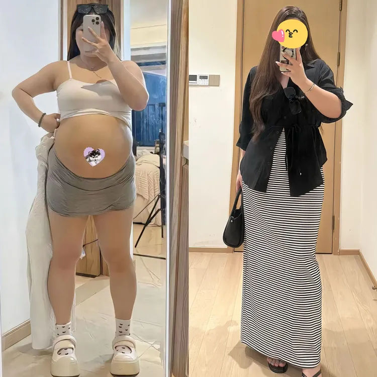 大码胖妹妹高级感法式V领收腰绑带中袖衬衫女早秋条纹包臀裙套装