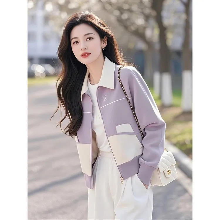 2025开春新款超火外套女韩系减龄超好看小香风洋气紫色卫衣独特