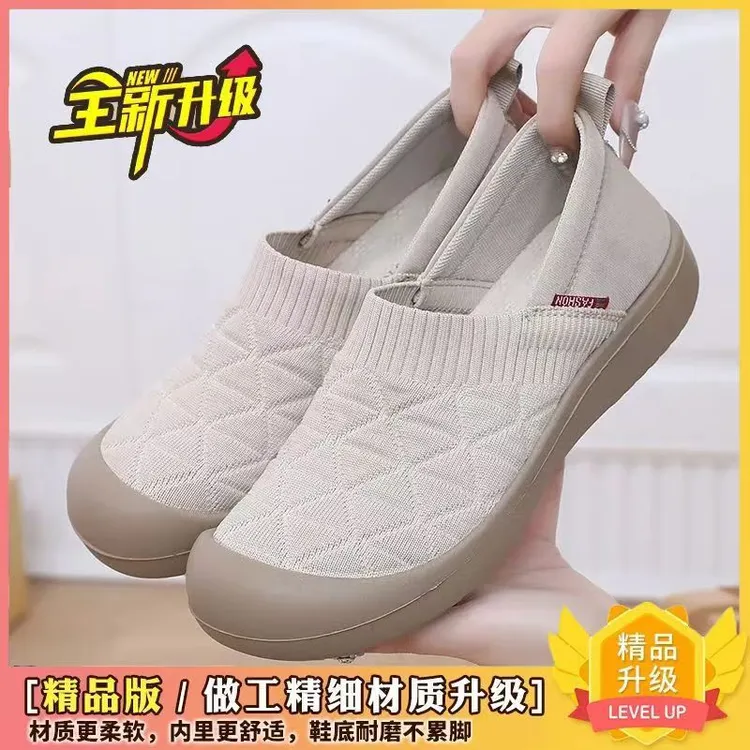 春秋新款女布鞋软底软面一脚蹬时尚妈妈鞋轻便舒适防滑工作鞋单鞋