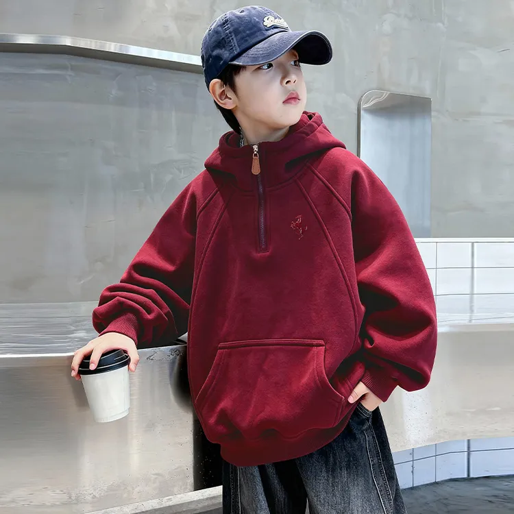 男童加绒加厚卫衣秋冬款2025新款过年衣服大儿童男孩拜年服本命年