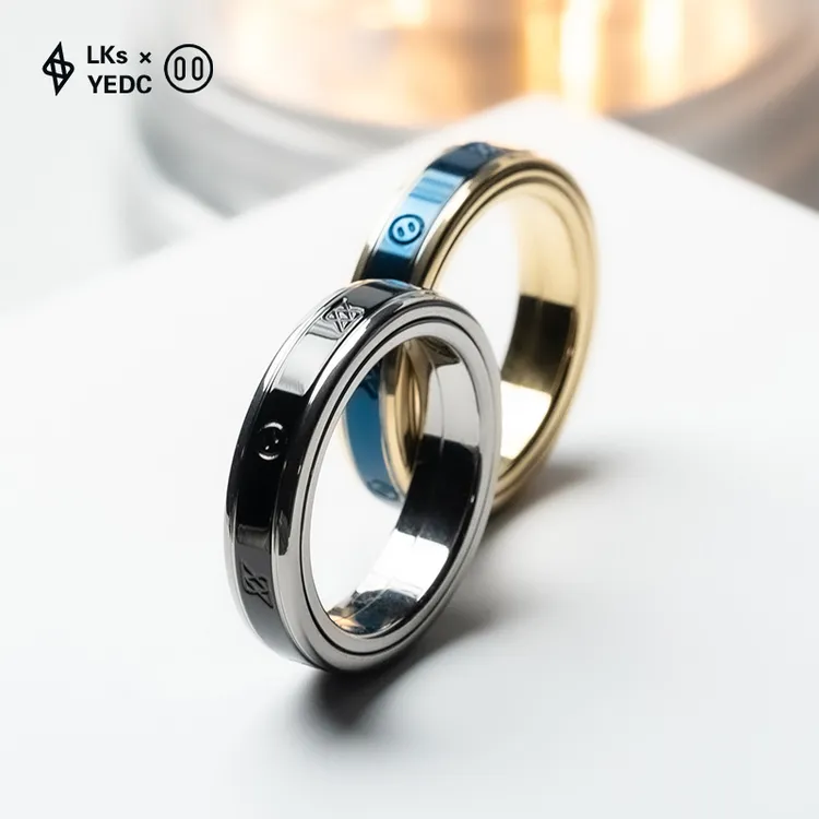 YEDC LKs联名转云日常佩戴戒指钛合金EDC解压玩具办公室指尖陀螺