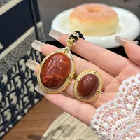 【凰一品】原矿辣椒红妖花（凝脂料）南红套装18K金