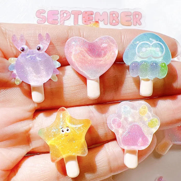 树脂饰品配件批发diy发饰奶油胶手机服饰材料手工透明海洋棒冰