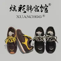 2025秋季内增高女鞋丑萌芒果头拼色跑步阿甘德训鞋真皮休闲鞋5830