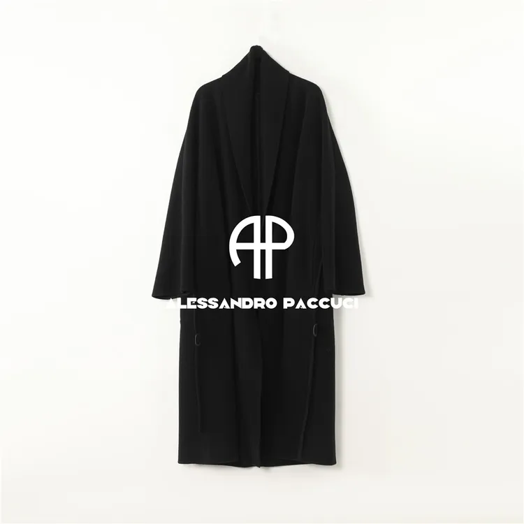 AP洛哥54033DY【罗马追梦】黑标/绵羊毛+山羊绒细腰带气质长款大衣