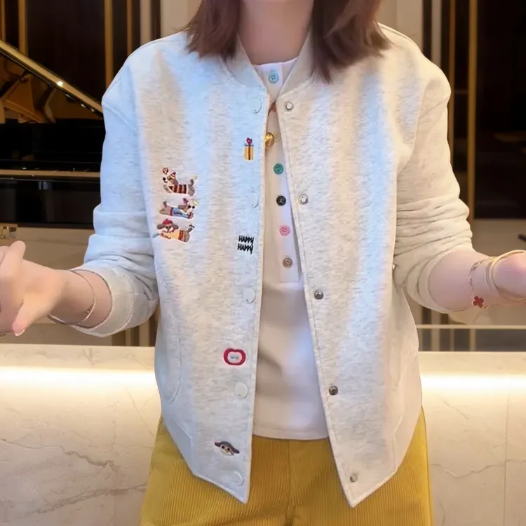 【圣诞狗外套】新款韩系秋冬加绒加厚圆领外套休闲上衣LK2507248