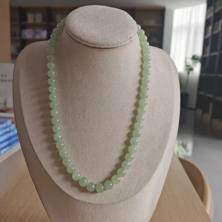 新疆和田玉项链晴水料圆珠女款妈妈链天然玉石吊坠百搭一物一证书