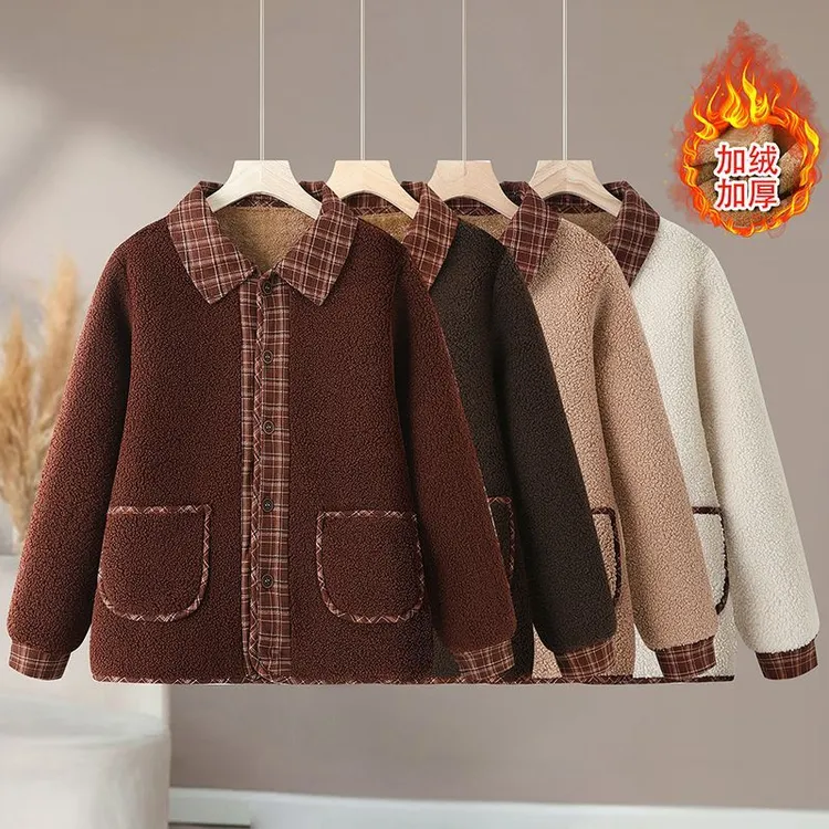 加绒羊羔绒外套女不起球不掉色保暖防寒短款棉衣上衣