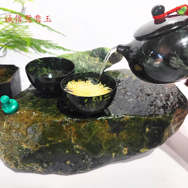 武山鸳鸯玉茶具甘肃特产酒泉夜光杯茶杯祁连玉磁性养生杯厂家包邮