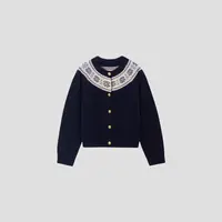 复古费尔岛毛衣 显白羊绒羊毛针织提花开衫外套 BunnyXu丨L1212G