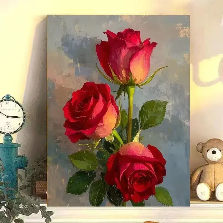diy数字油画简约风花卉系列手工填充填色油画解压治愈系装饰挂画