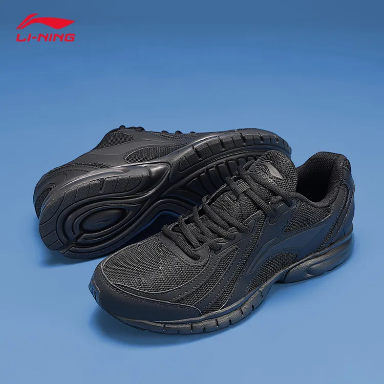 李宁男鞋跑步鞋2025夏季黑色舒适透气跑鞋简约黑色舒适耐磨运动鞋