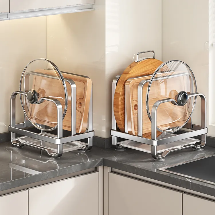 厨房菜板架台面砧板放置架多功能一体置物架案板锅盖刀具收纳架子