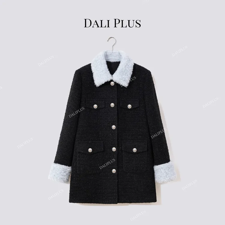 DALI PLUS“蓝领子小香95鹅绒”100羊毛领三星95白鹅绒服-D5ST1622
