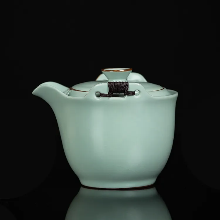 弘茗道 爆款手抓壶开片可养豆绿色铁胎便携式旅行茶具 单壶泡茶壶