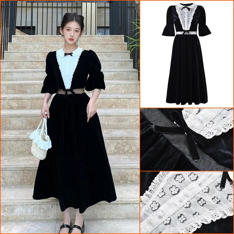 轻奢季新款法式时尚高级感富家千金气质百搭收腰显瘦连衣裙 M1632