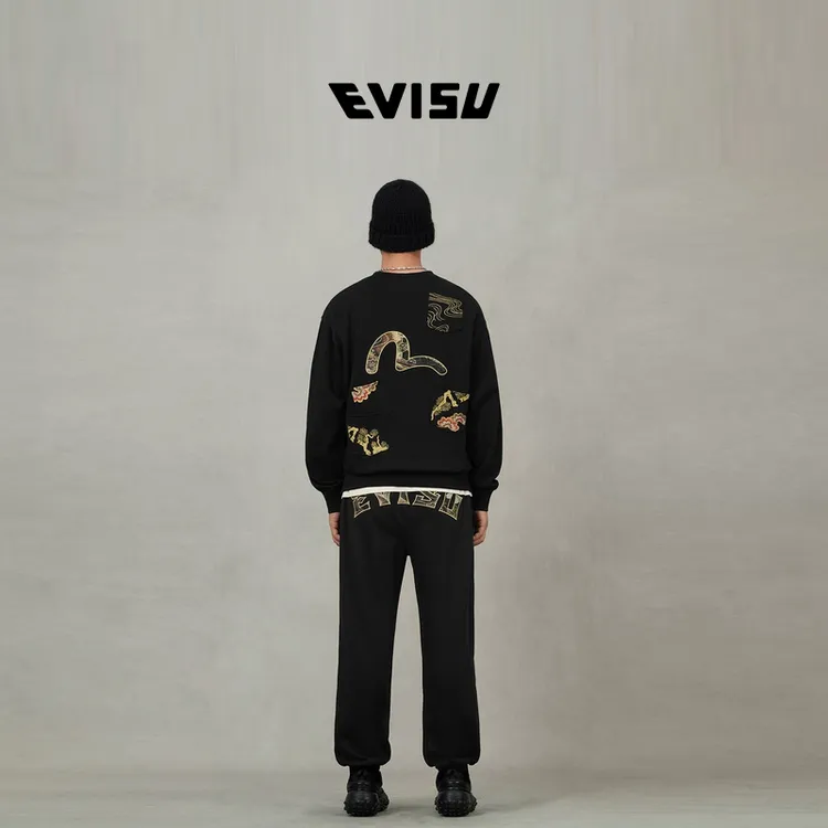 EVISU福神 2025秋季新品男士织锦海鸥刺绣卫衣2EAHTM5SW1121RXCT