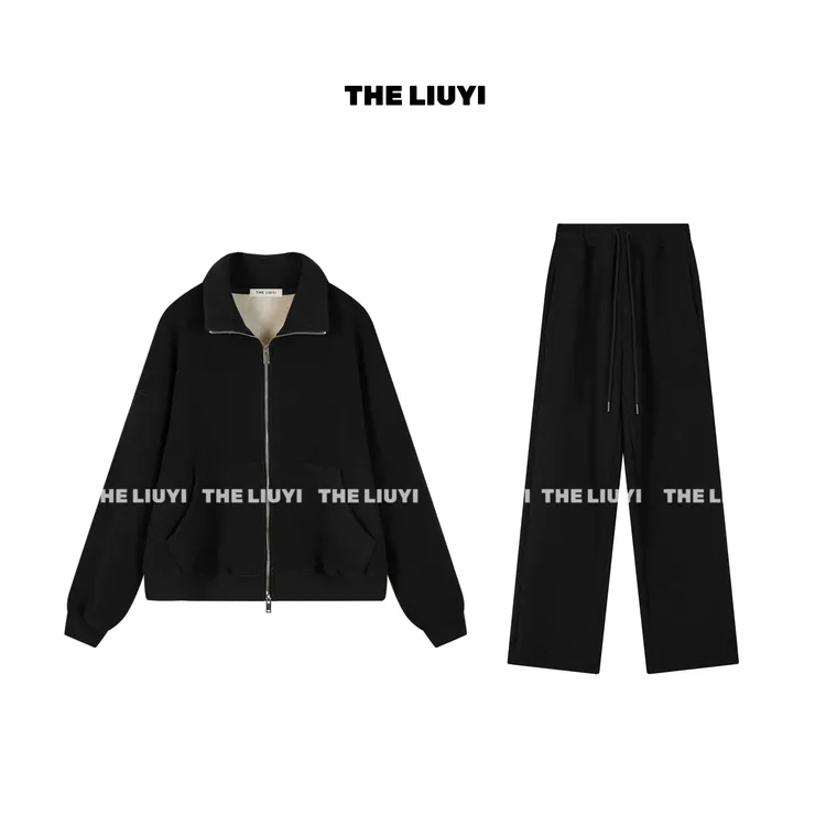 【LIUYI】头等舱～chao暖桑蚕丝羊毛拉链外套休闲裤两件套510182
