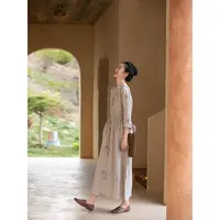 【法国亚麻】牧衣游原创夏季凉爽透气亚麻混纺文艺宽松长裙 知郁