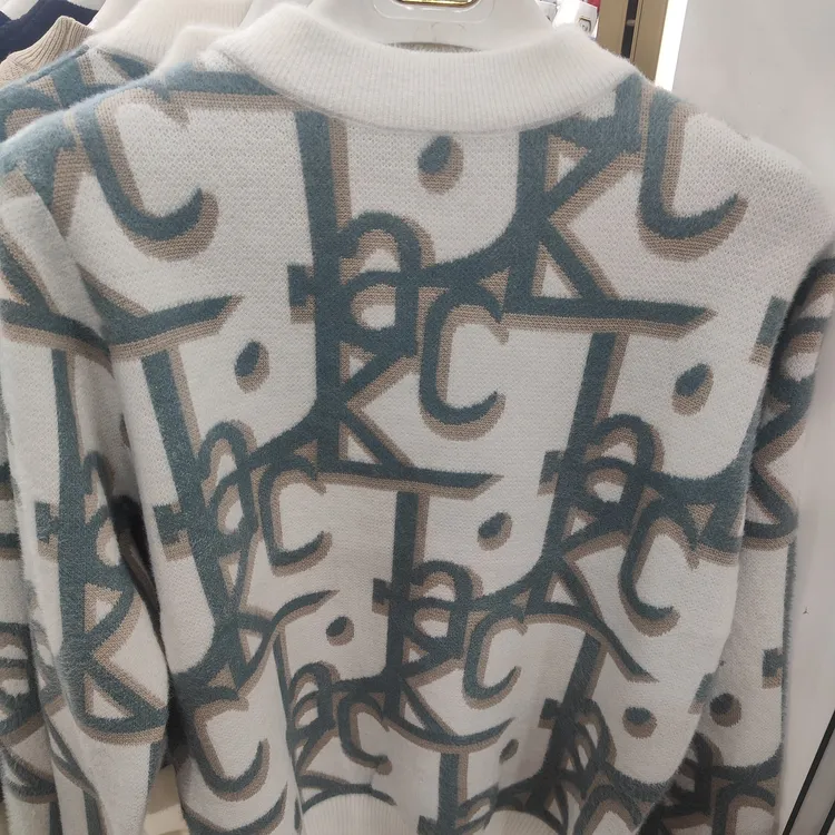 修身型针织衫加绒秋冬衫休闲提花打底衫冬季印花毛衣