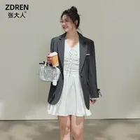 张大人【秋日伴侣】大码女装微胖妹妹气质高智感显瘦灰调西装外套