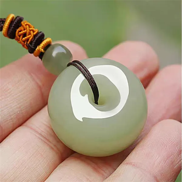 晴水色平安扣吊坠男女同款天然玉石项链颈饰经典简约百搭款赠证书