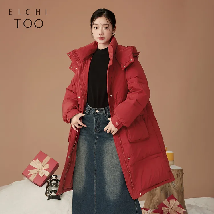 【90绒】爱居兔冬经典时尚新年氛围连帽羽绒服EWRAJ4N071A