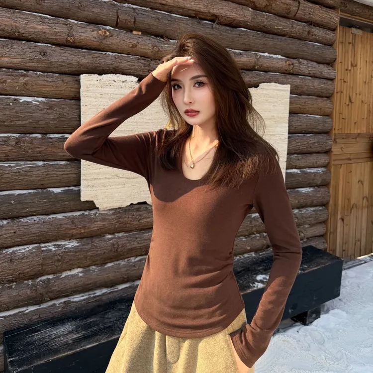 Moprobably李予诺「蚂蚁腰」收腰U领显瘦混纺套头针织衫L5447069