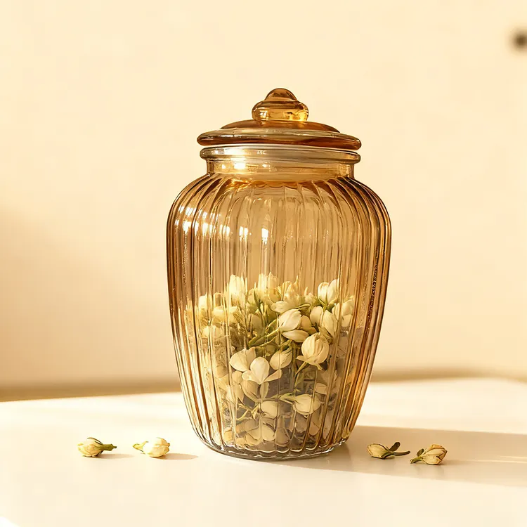 2200ml琥珀色密封罐玻璃腌咸菜创意咖啡豆坚果零食玻璃瓶储物罐子