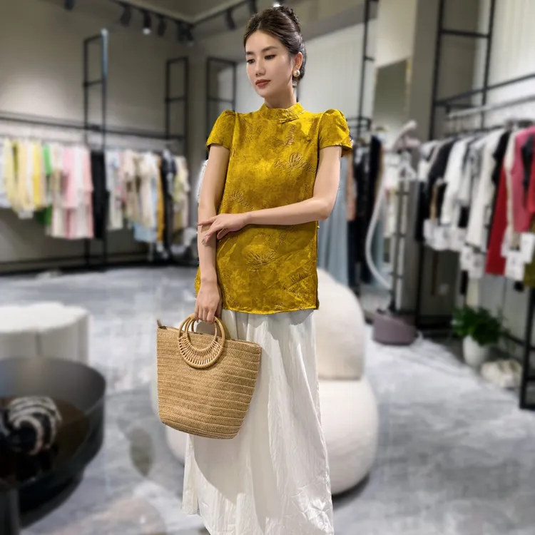 【俊英】时尚套装夏款2025新品圆领中国风短袖气质两件套女