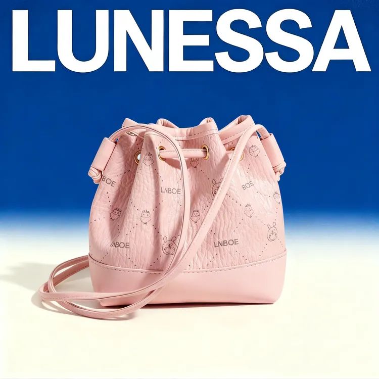 新款时尚圆筒水桶包百搭单肩包小包高级粉色包包女斜挎小包休闲