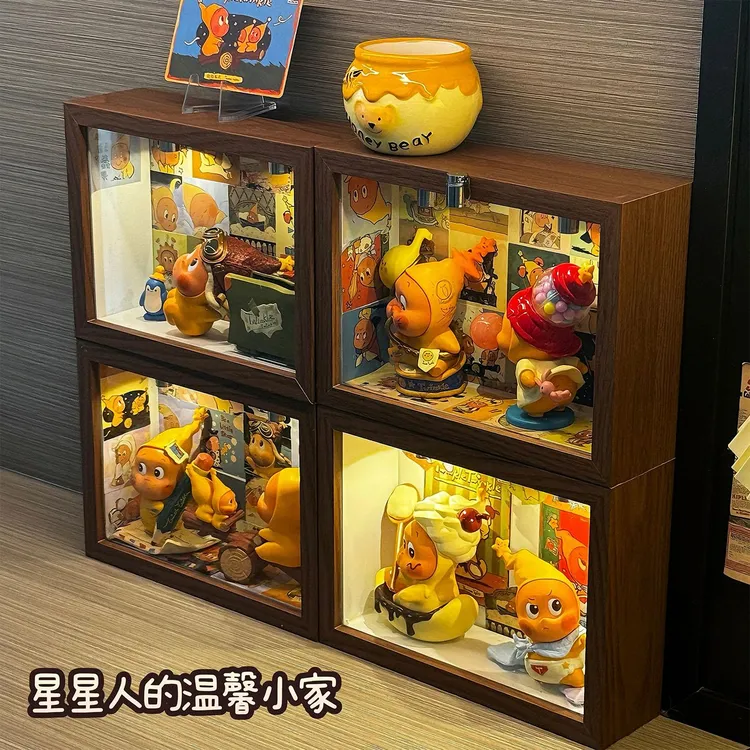泡泡玛特星星人盲盒收纳展示架模型DIY造景中空相框拉布布展示柜