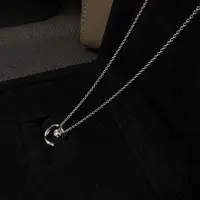 坠链均925银合成锆石 经典纹路月亮项链 气质轻奢时尚百搭小众