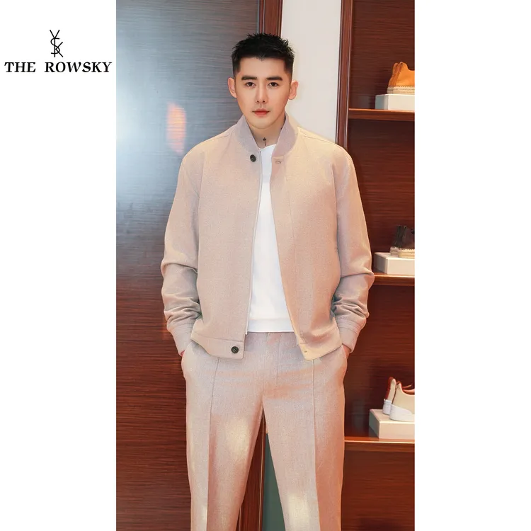 杨圣坤2025新品男士羊羔毛混纺商务休闲棒球领夹克外套SK2591402