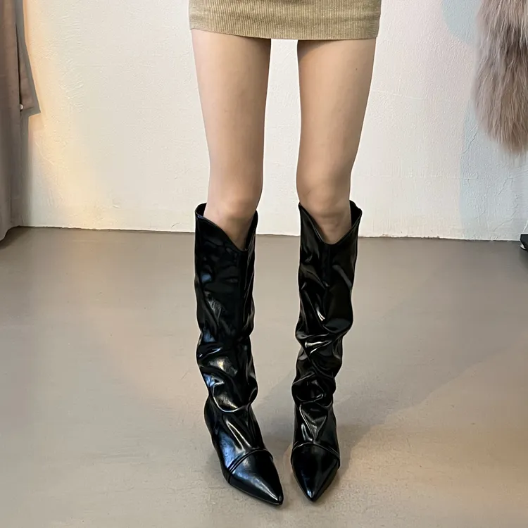 时装靴辣妹靴骑士靴子堆堆靴女鞋欧美粗跟欧若智性风new vintage