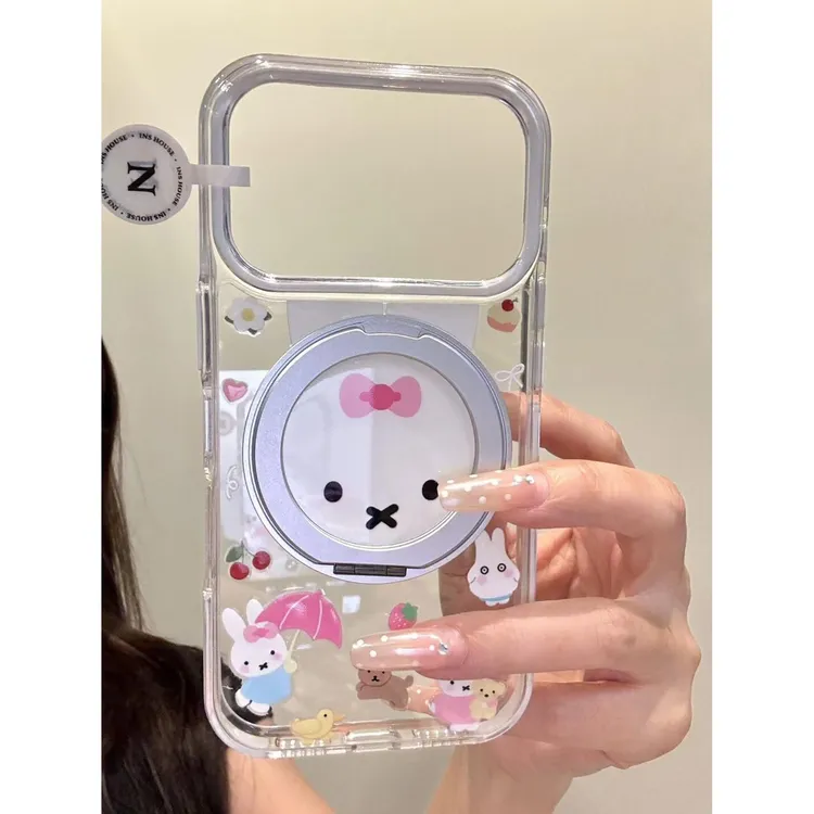 卡通可爱米菲兔旋转折叠支架适用苹果17promax手机壳iphone16新15