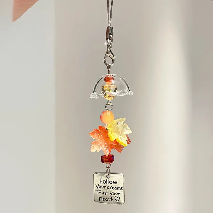 秋天的枫叶ccd风铃手机链挂饰挂件书包钥匙扣可爱高颜值装饰品
