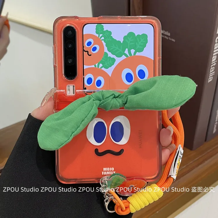 适用华为PuraX典藏版折叠屏p50pocket2新款手机壳可爱立体耳朵胡