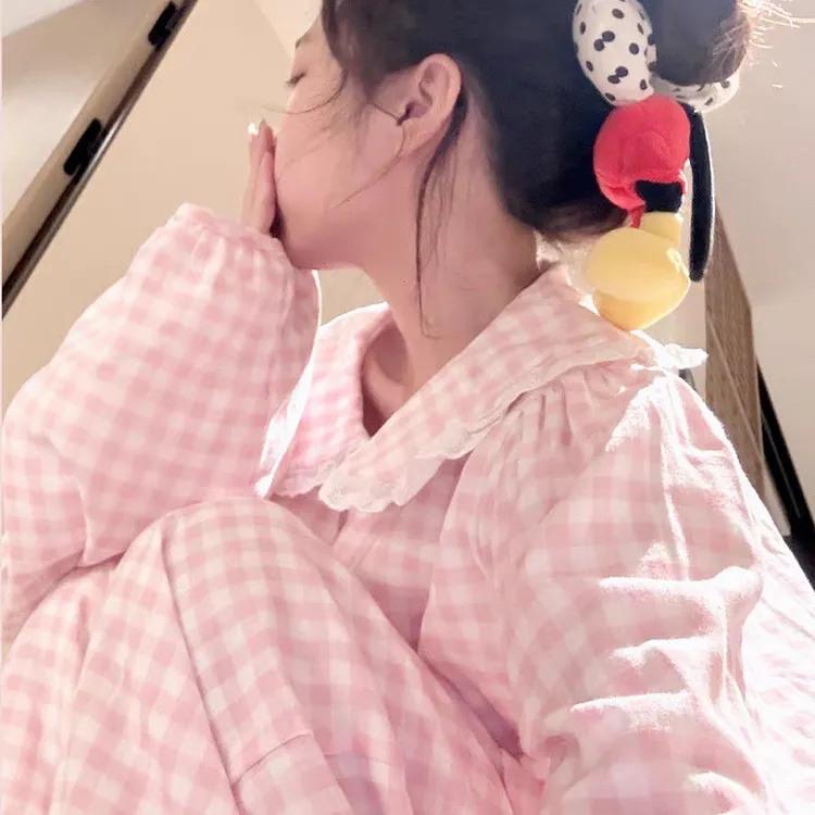 粉格hellokitty春秋睡衣女2025新款长袖可爱甜美少女风家居服外穿