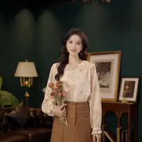 琦琦【午后日记】欧若风长袖衬衫女时尚休闲宽松上衣YE0708285