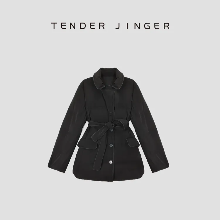 Tender Jinger｜线下专供 西装领重工拼皮肤感羽绒服T54SHC50235