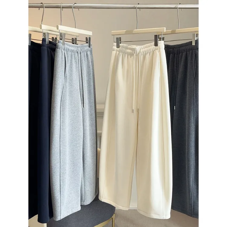 私心自留~ 韩版松紧高腰休闲裤女冬季慵懒风糯米垂坠感阔腿直筒裤
