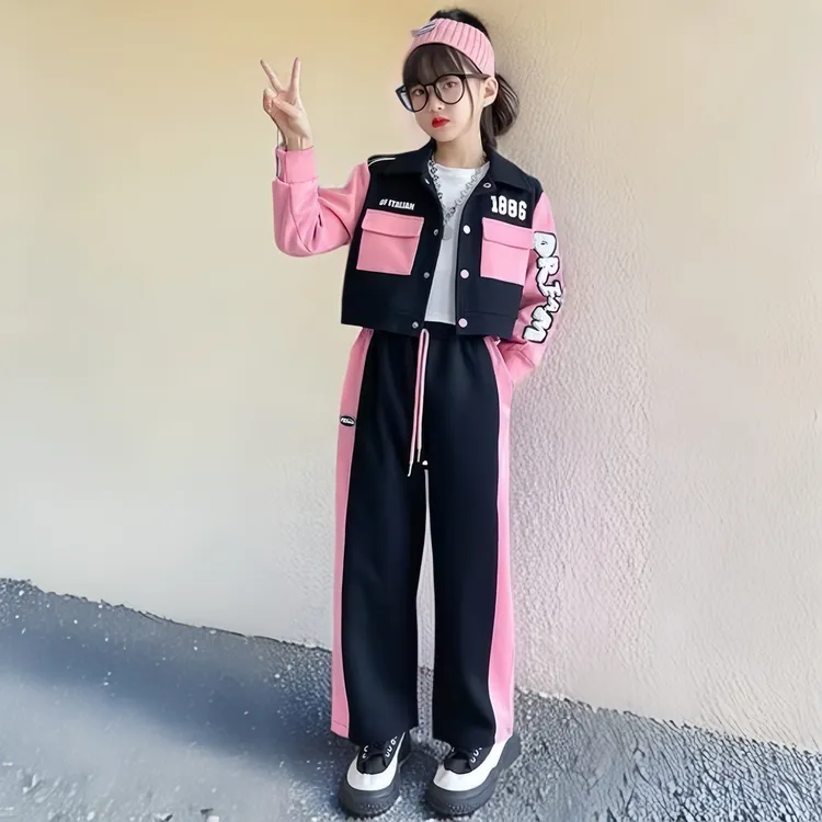 女童秋套装儿童女孩秋季休闲户外运动风甜美潮酷长袖长裤时尚舒适