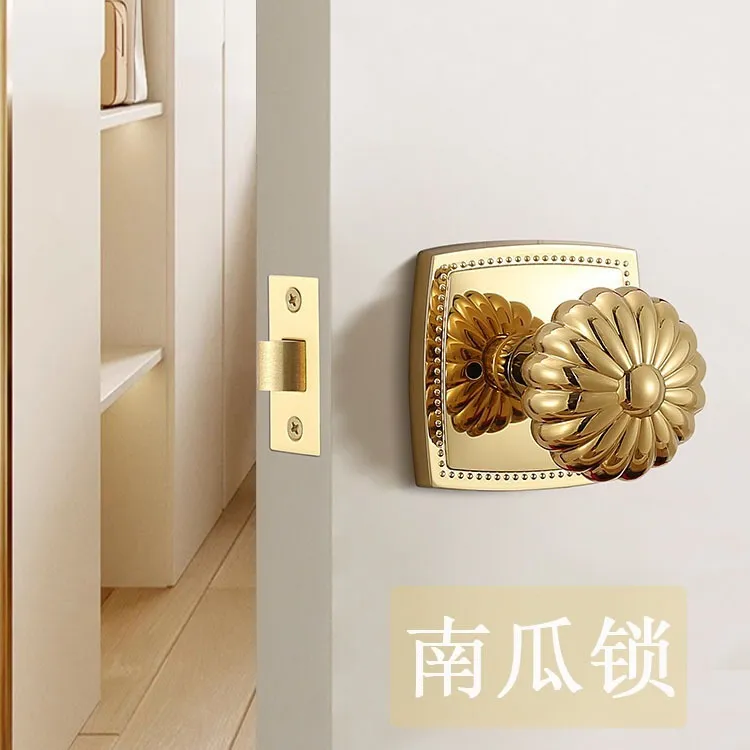 金色南瓜锁面板室内卫生间厕所洗手间浴室球形锁家用木门门锁卧室