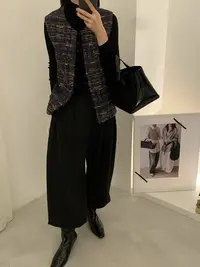 WANTHAT/凡黛卡高级感马甲女时尚圆领气质马夹外套上衣女998895