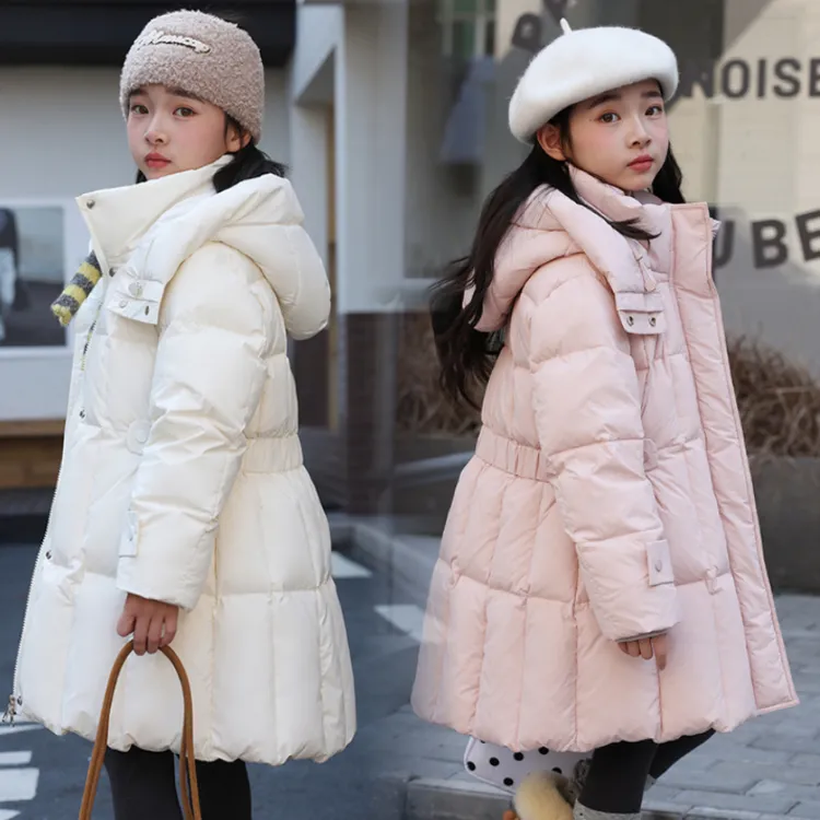 2025新款儿童羽绒服女童中长款中大童收腰韩版加厚羽绒外套