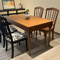 高博铭品中古风法式实木餐桌椅组合长方形中古大板饭桌